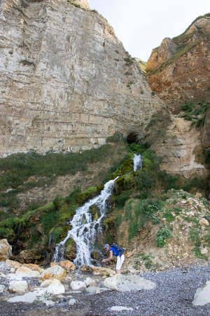 Waterval op het strand van Fécamp